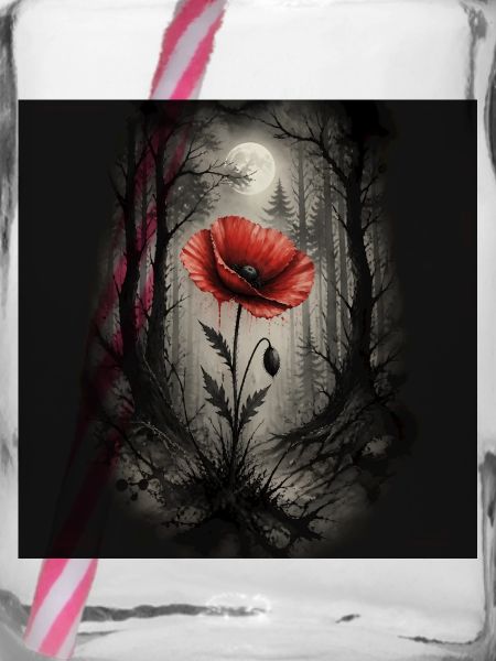 Mohn im dunklen Wald