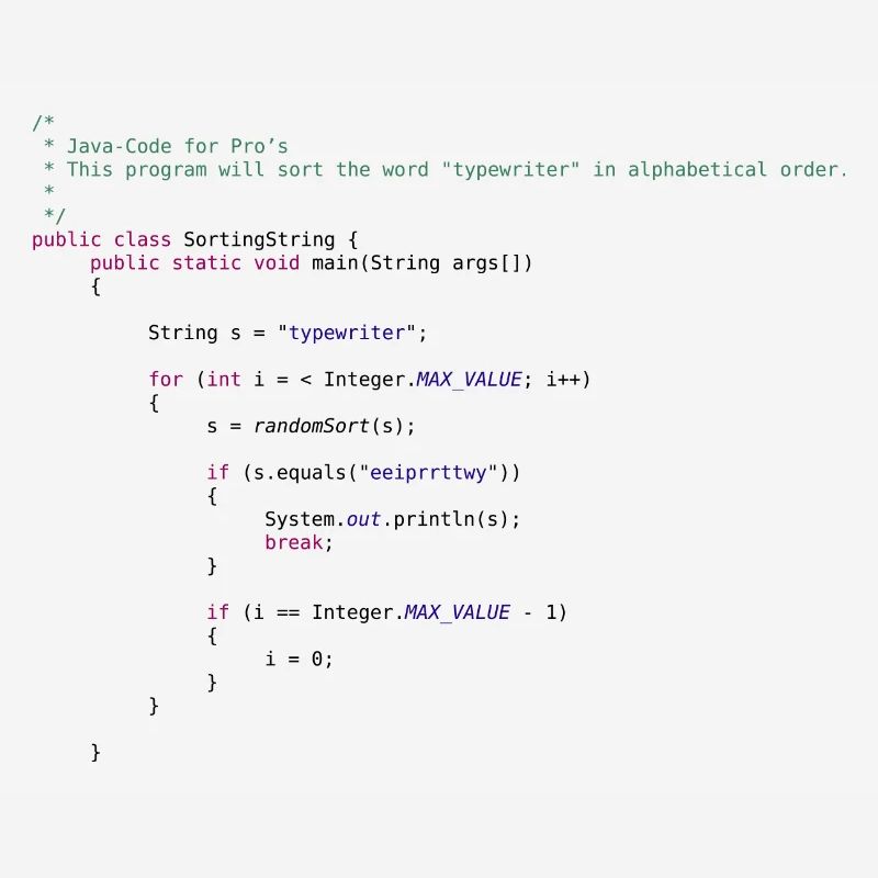 funny Java code to sort