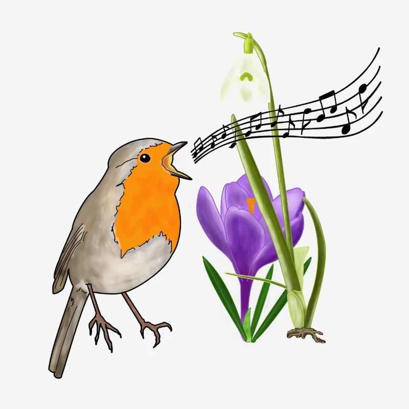 Spring, robins, singing