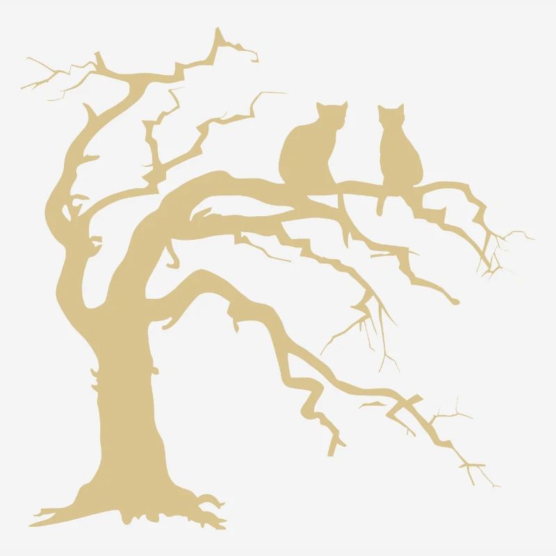 Dead tree with 2 cats silhouette