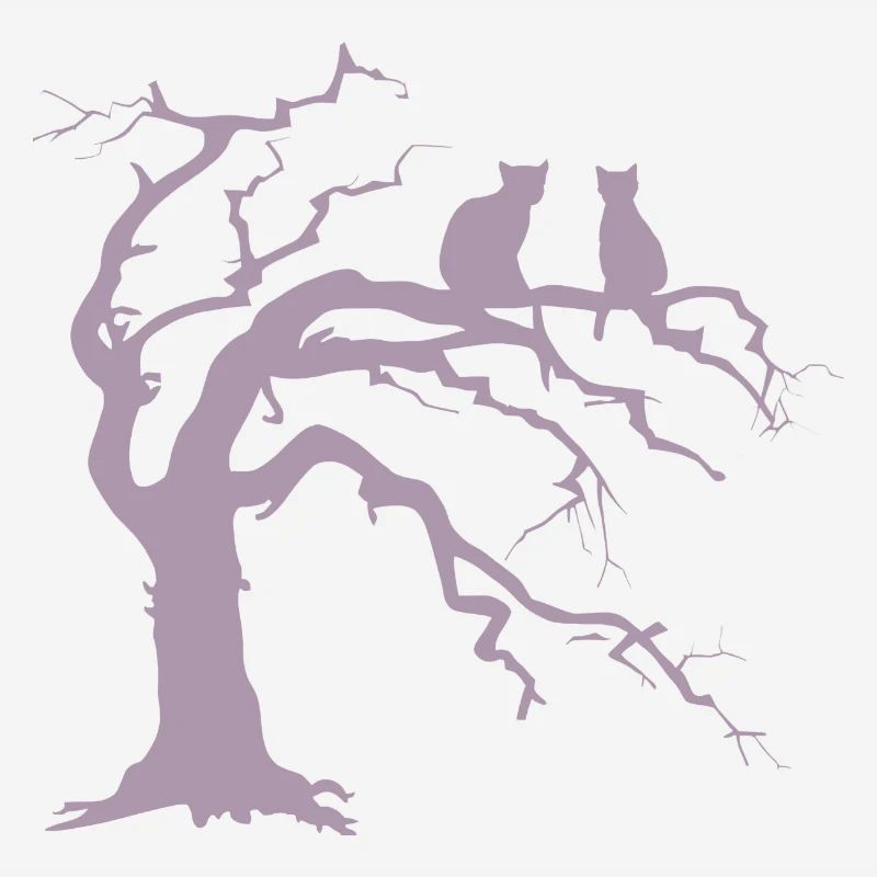 Dead tree with 2 cats silhouette