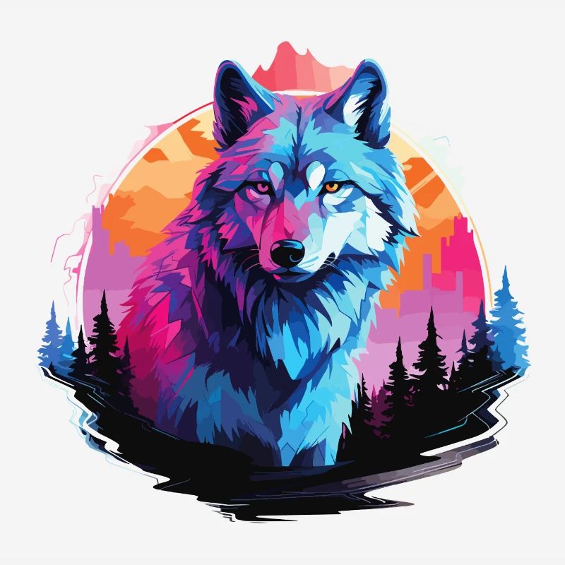 Wolf Wolf Head Wolves Wolf Pack Nature Neon Colorful