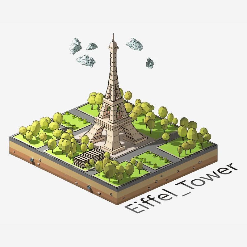 Geometric low poly Eiffel Tower