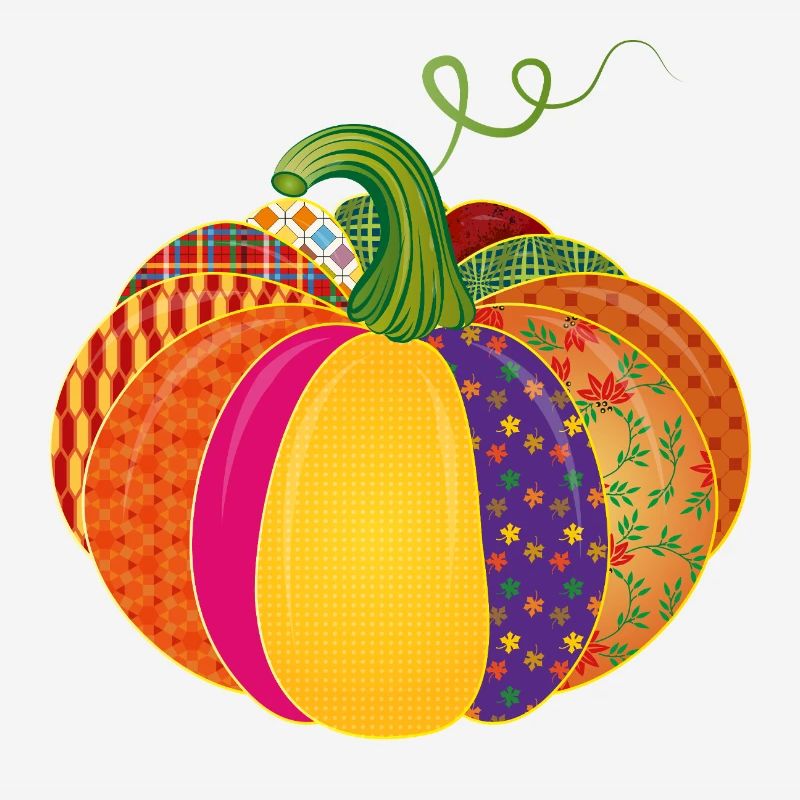 Patchwork Kürbis – Bunt gemusterte Herbstdeko