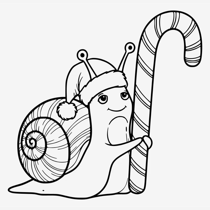 Escargot de Noël doux avec canne d’orge d’orge