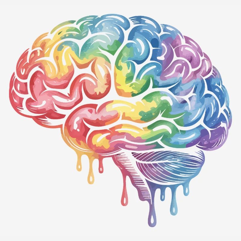 Rainbow Brain Gradient Print Design