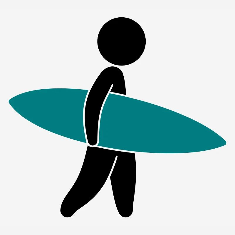 A surfer with his surfboard