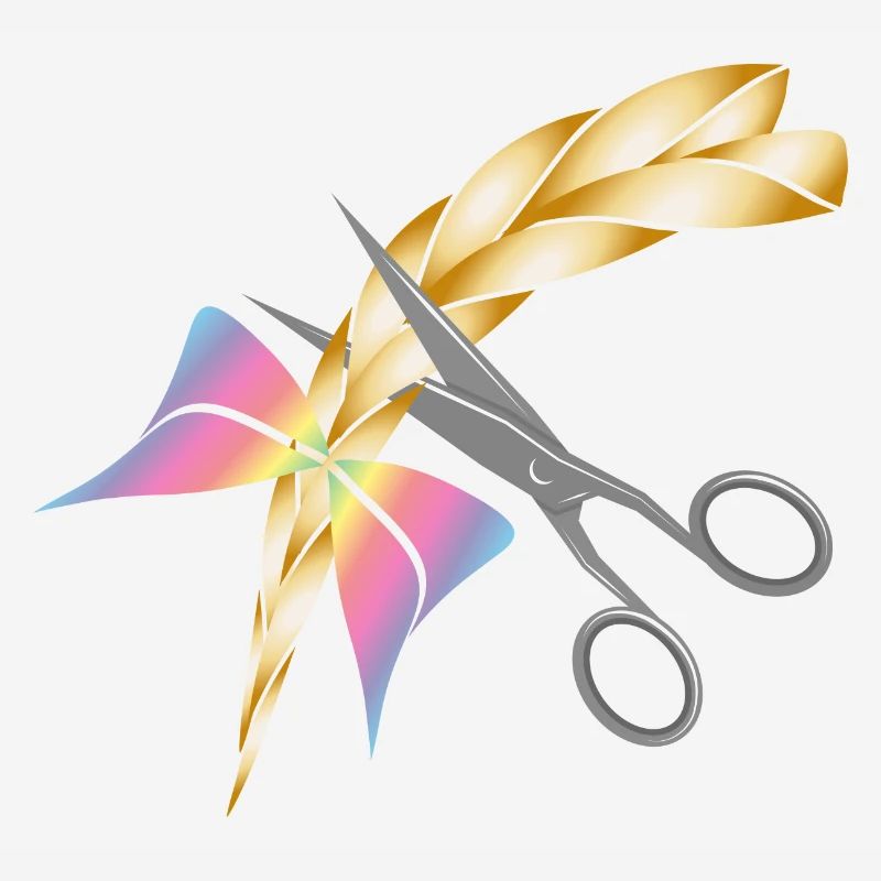 Scissors cut a blonde braid