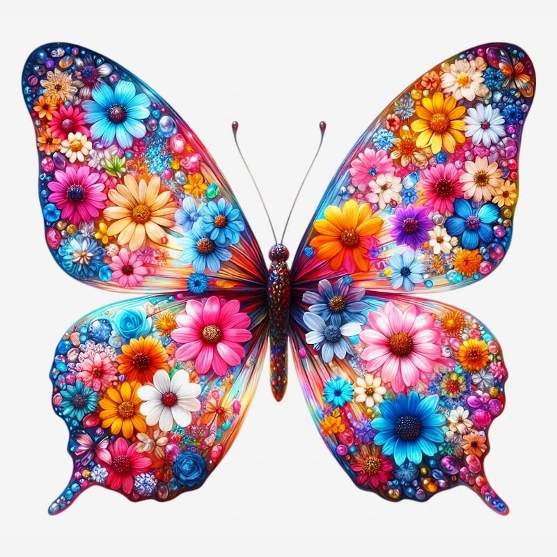 Papillon décoré de fleurs