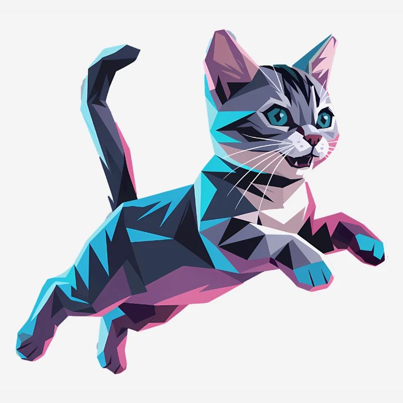 Kätzchen - Cooles Low-Poly-Logo