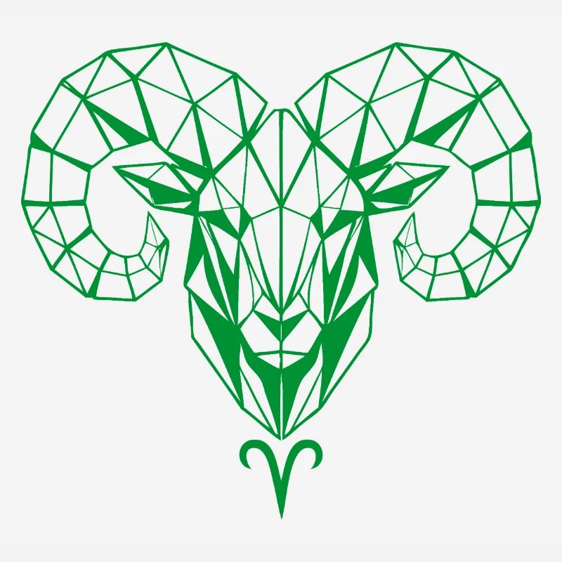 Geometric Ram Head Green