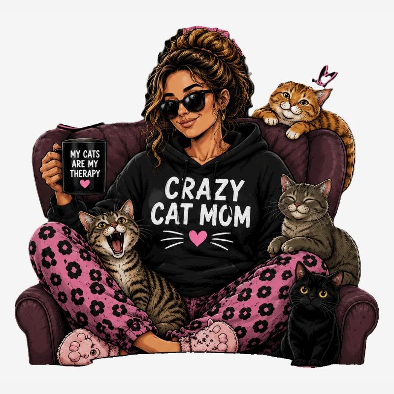 Sweat à capuche de maman de chat folle