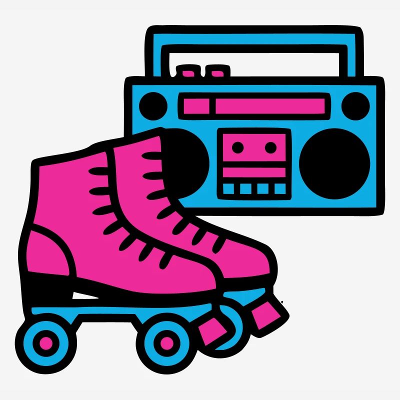 Roller Skates Boombox 80s Retro