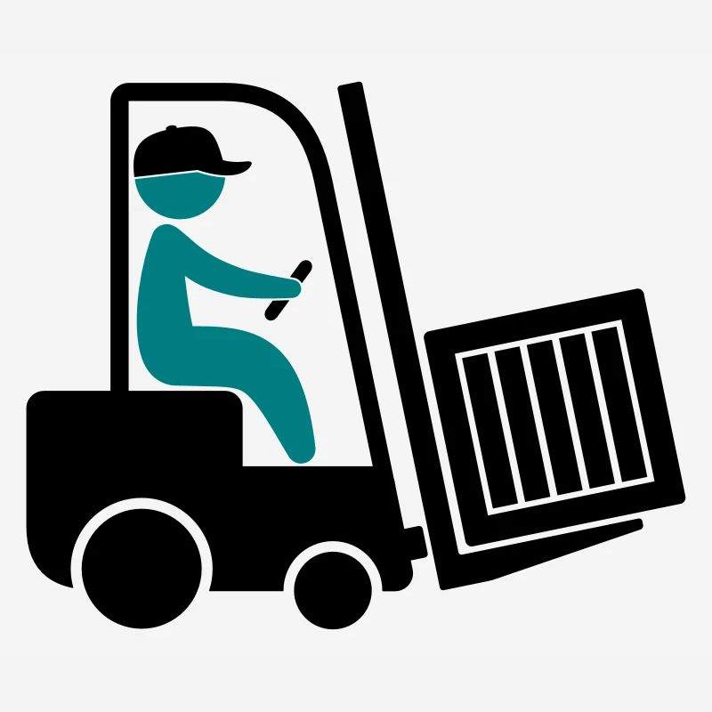 A forklift transporting a box