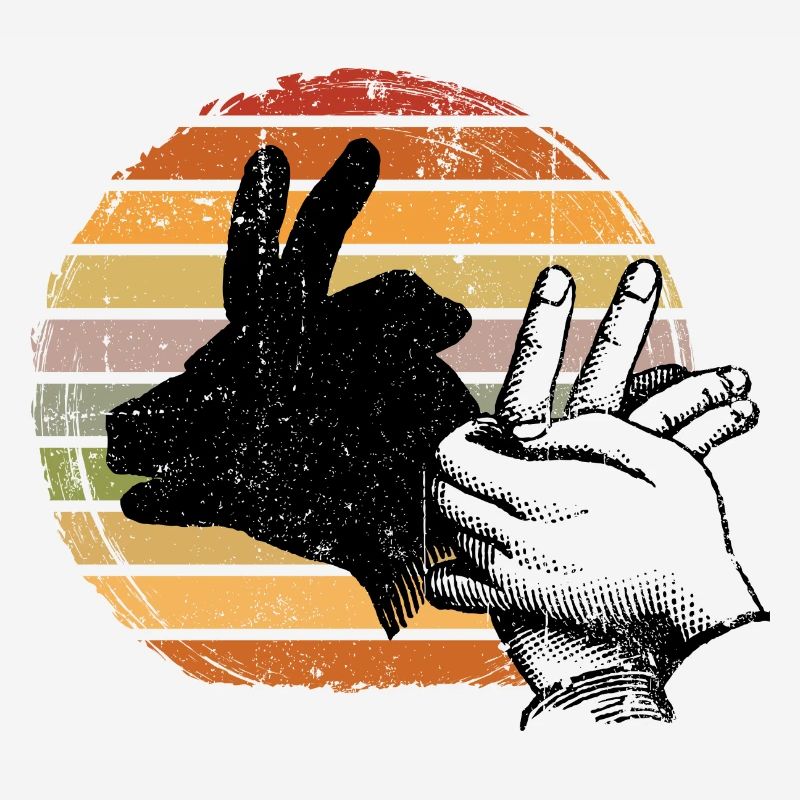 Retro Sunset Peace Sign Silhouette