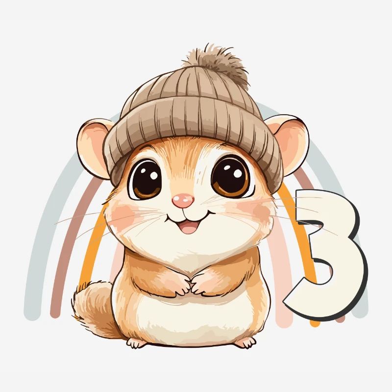3ème anniversaire Hamster Arc-en-ciel Mignon Mignon