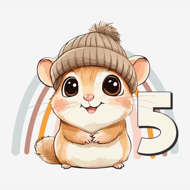 5th Birthday Hamster Rainbow Cute Cute
