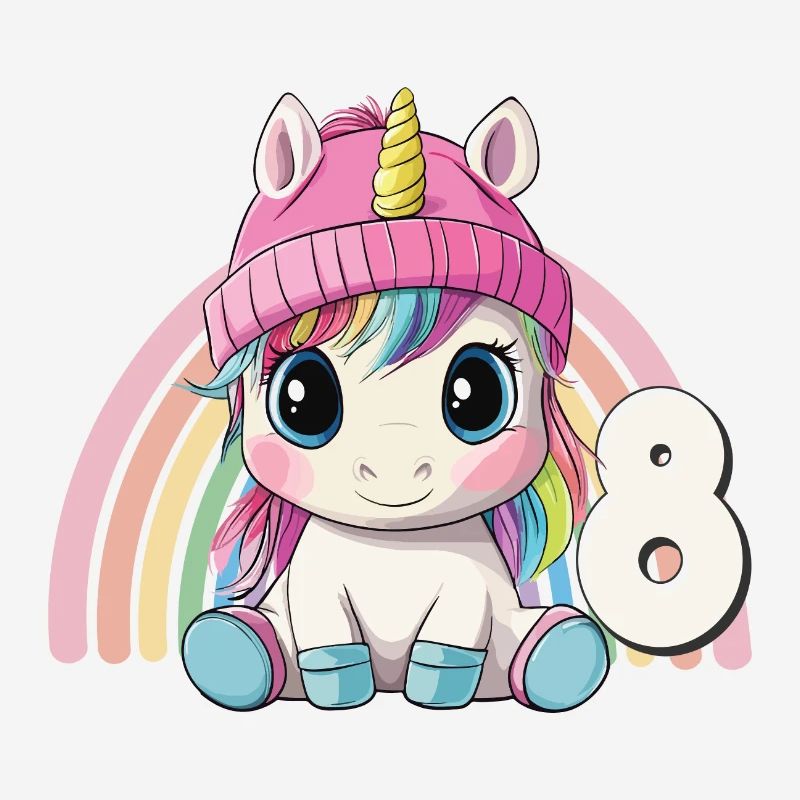 8ème anniversaire Licorne Arc-en-ciel Mignon Mignon