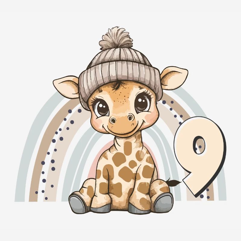 9ème anniversaire Girafe Arc-en-ciel Mignon Mignon