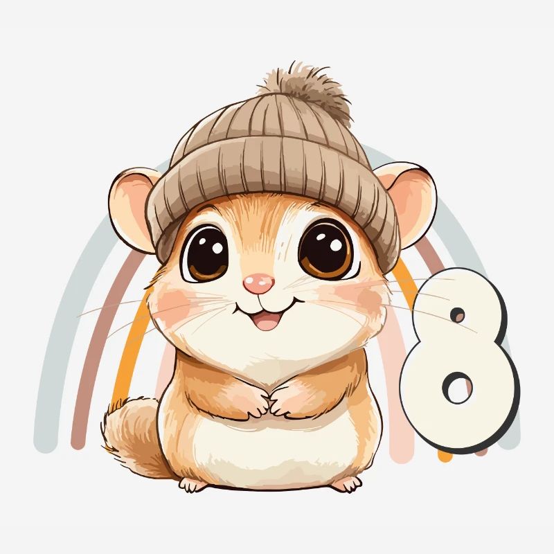 8ème anniversaire Hamster Arc-en-ciel Mignon Mignon