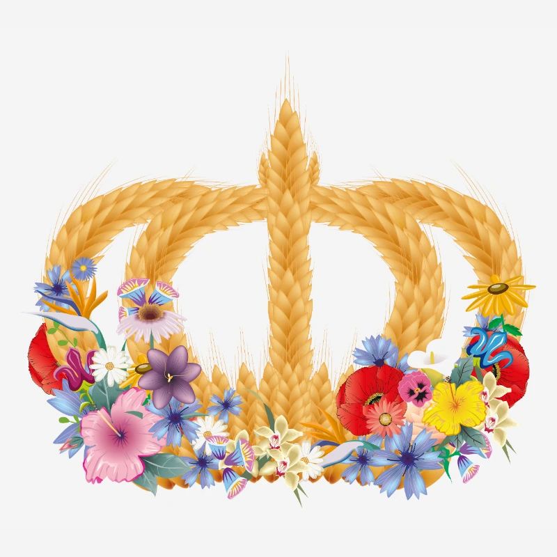 Couronne de blé avec des fleurs – symbole de la nature et de la récolte