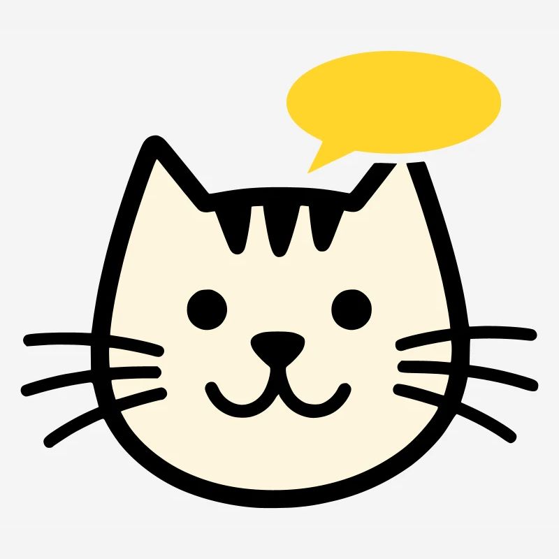 Visage de chat avec bulle de dialogue