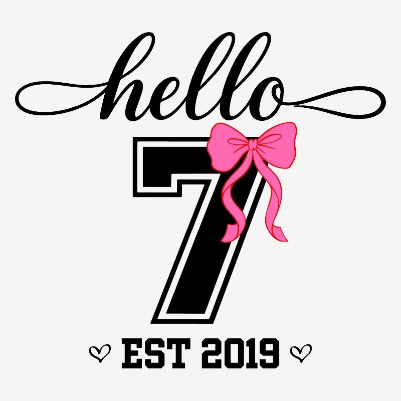 Hello 7 Est 2019 Mädchen Geburtstag Design