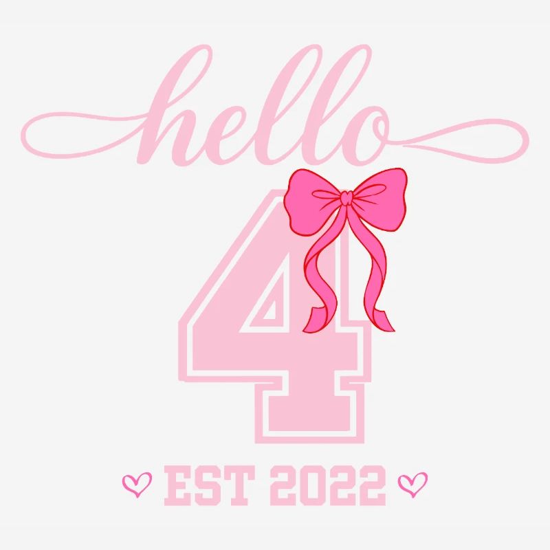 Hello 4 Est 2022 Mädchen Geburtstag Design