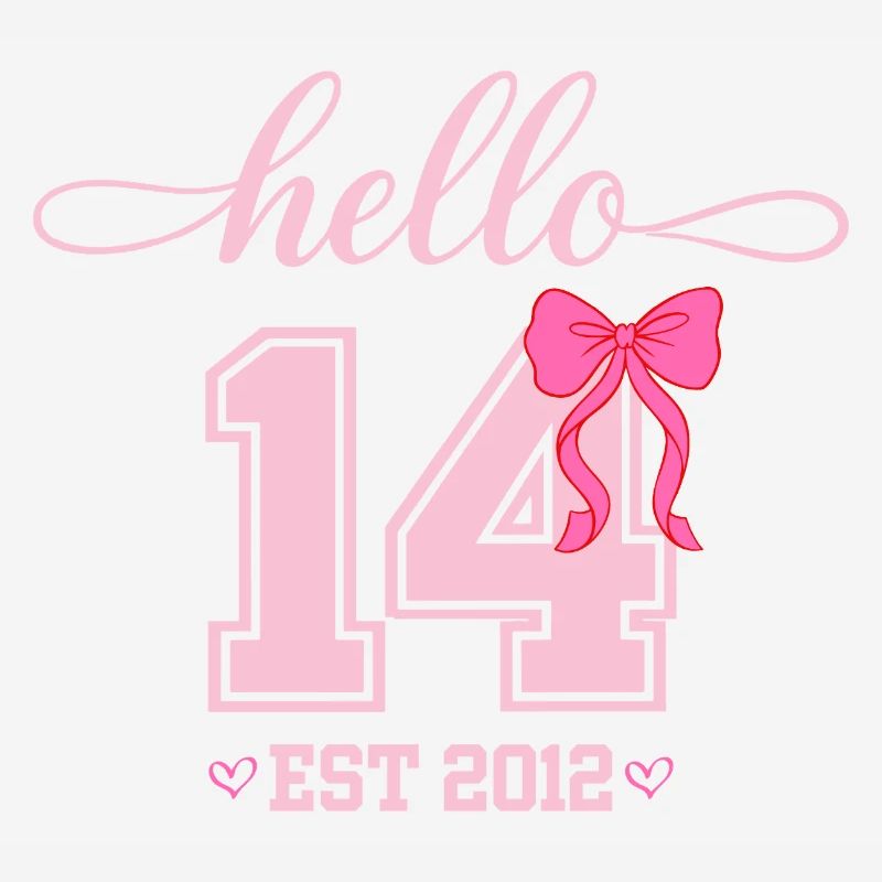 Hello 14 Est 2012 Mädchen Geburtstag Design