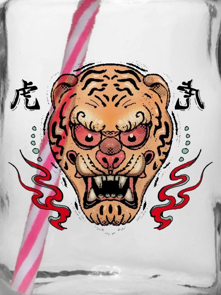Tiger Oni Maske Illustration