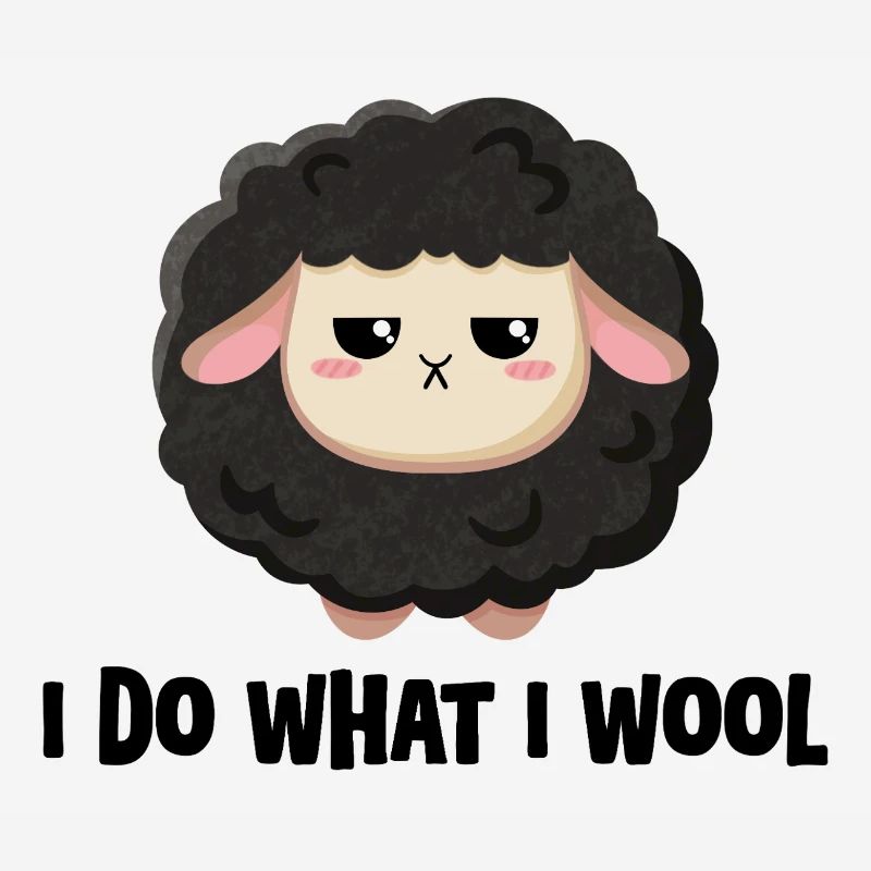 Cute black sheep grumpy with saying