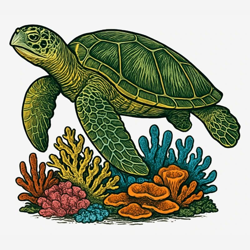Conception de plongeur de tortue de mer verte