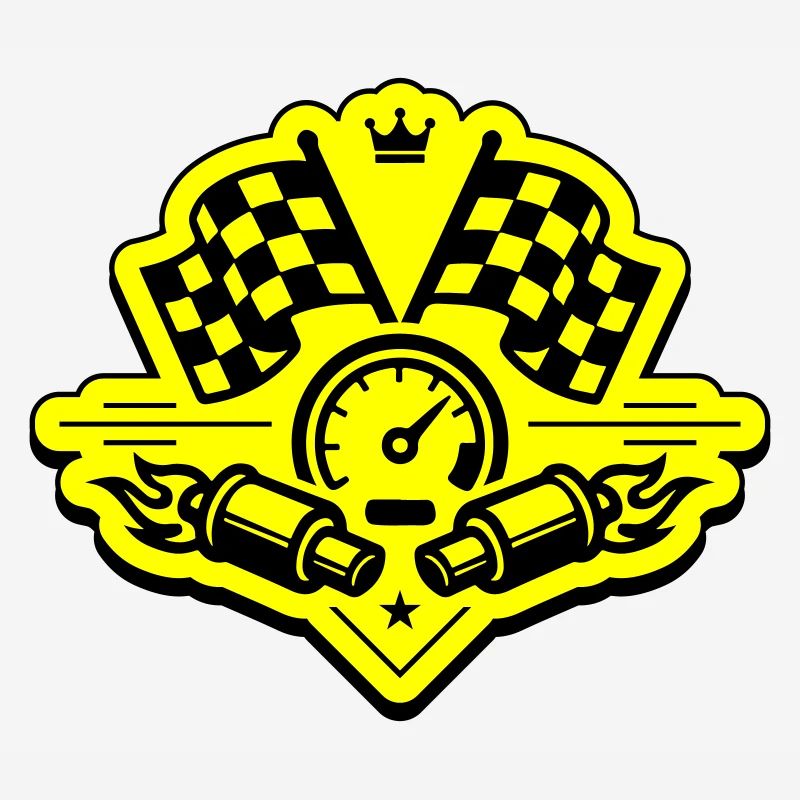 Drapeau de course, compteur de vitesse d'échappement