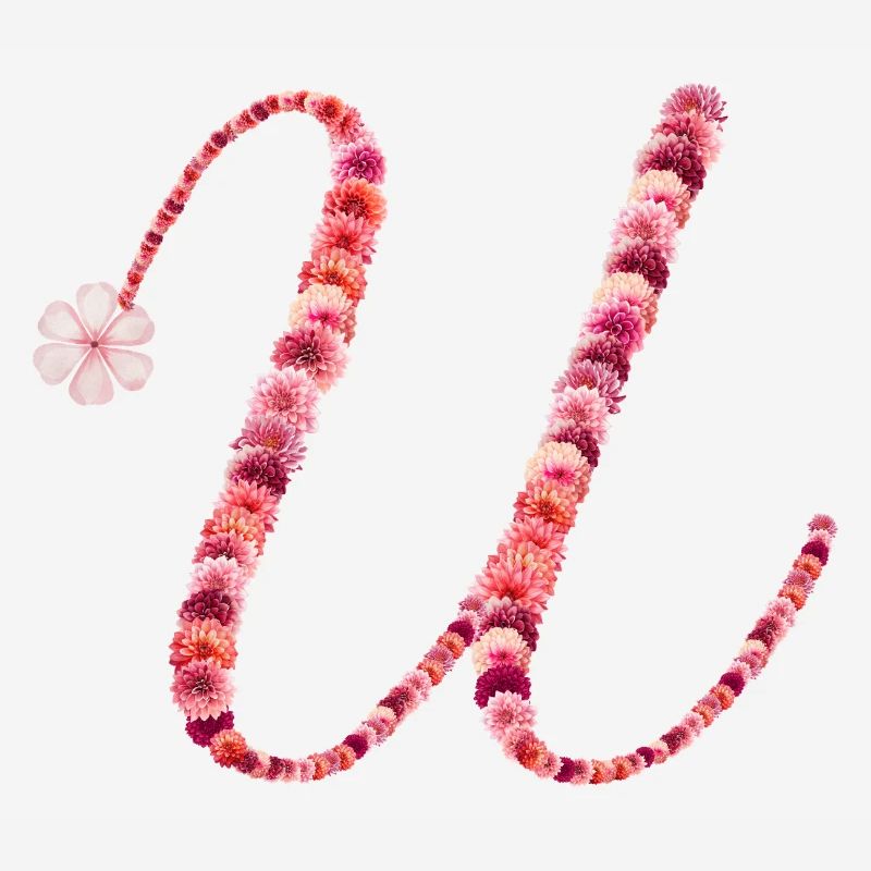 Romantisches Blumenmonogramm "U"