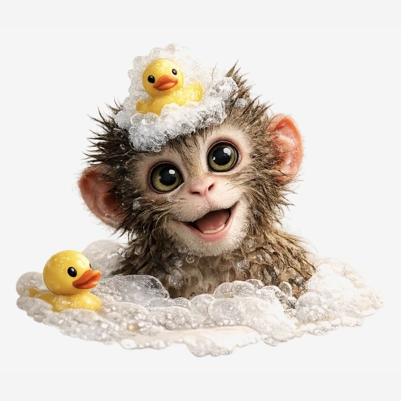 Bathing Time Monkey with Rubber Duck