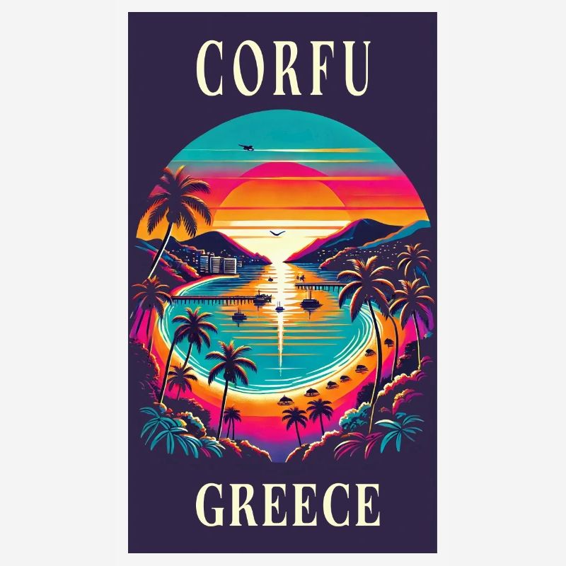 Design de coucher de soleil à Corfou en Grèce