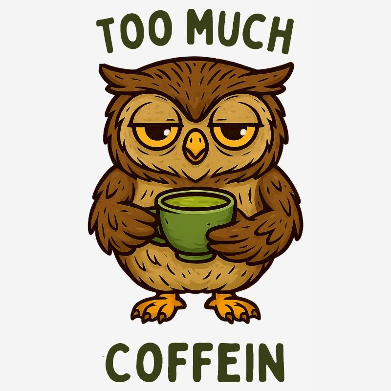 Nickernde Eule mit Kaffeebecher