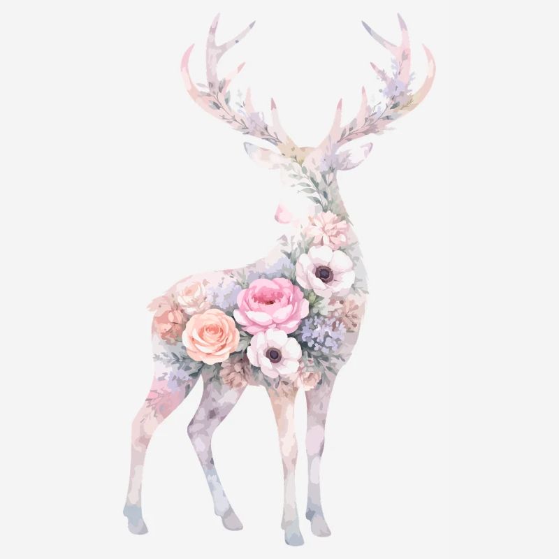 Fleurs en forme d’aquarelle de cerf