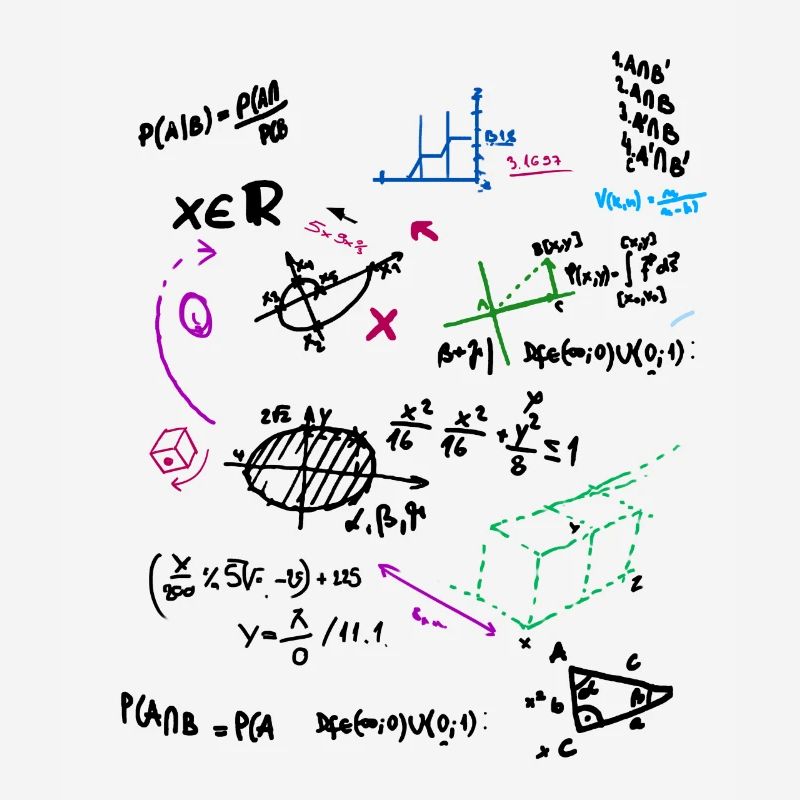 Math complexe tableau mathématique avec des formules