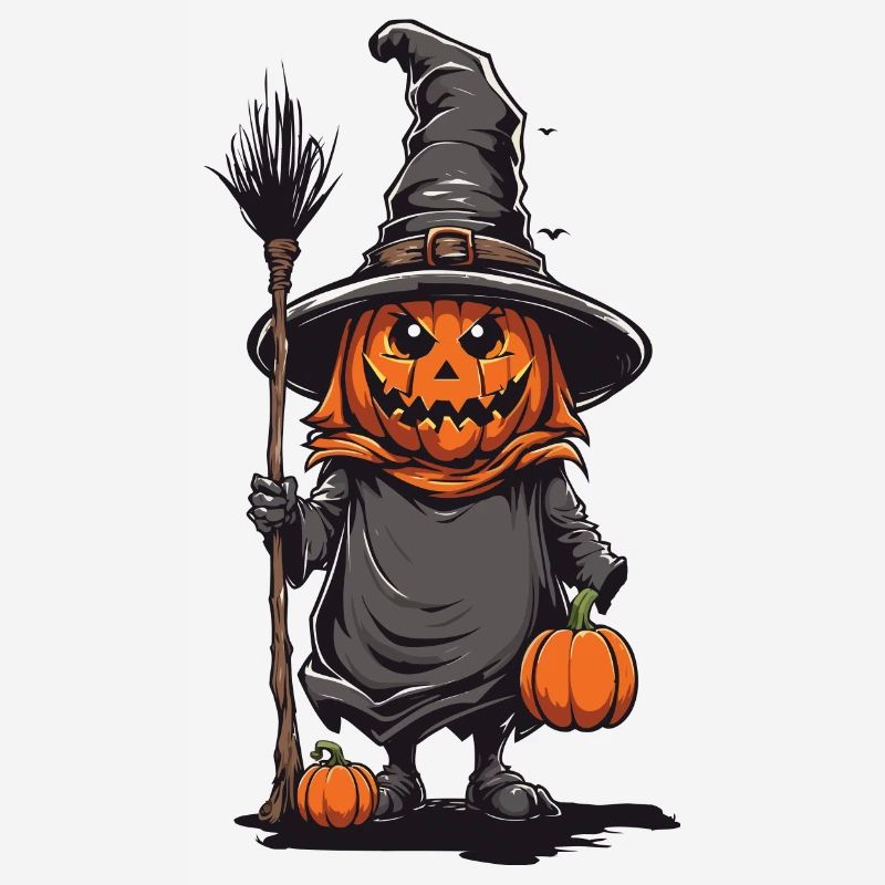 Witch Pumpkin Ghost Halloween Magic Design