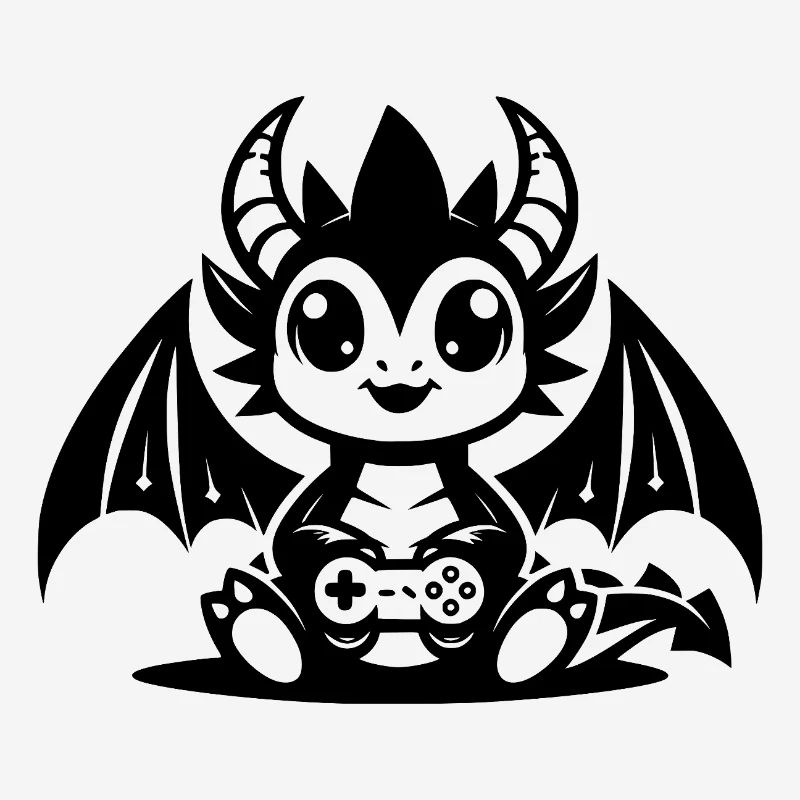 Petit dragon avec cornes et manette