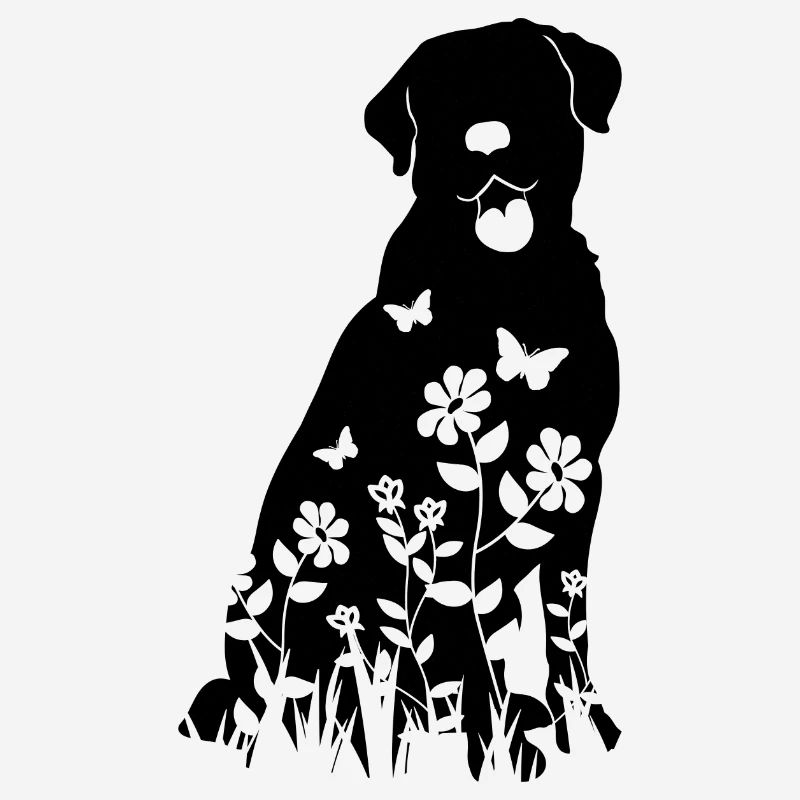 Labrador Flower Pattern Silhouette Dog Lover Gift