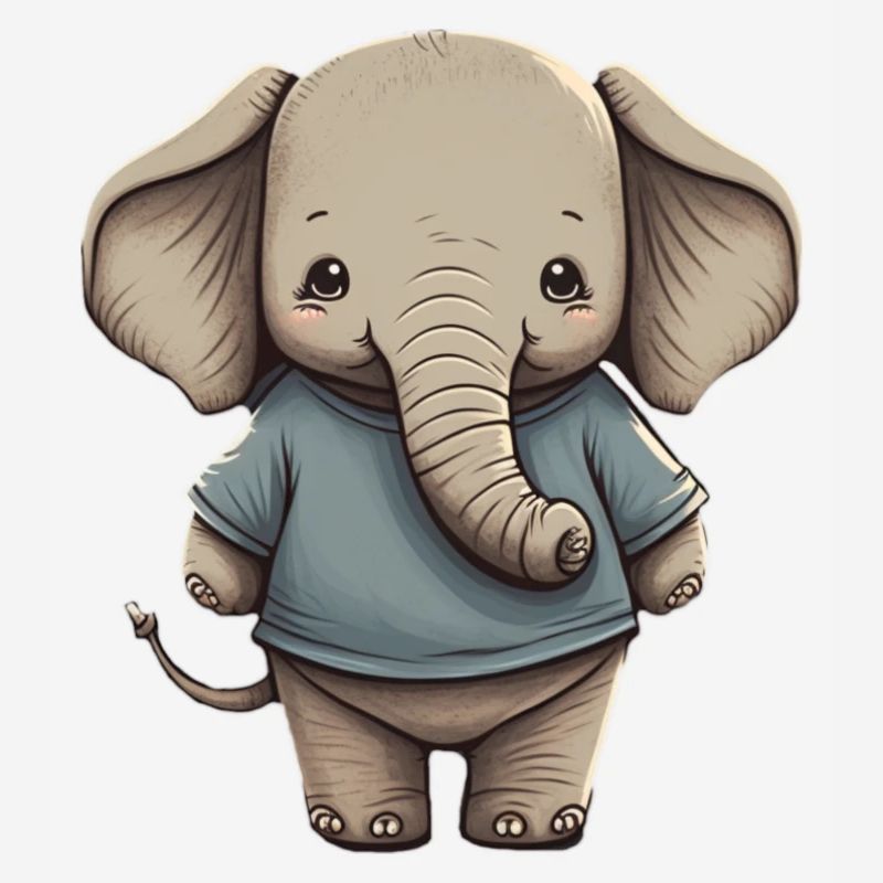 Mignon éléphant avec pull bleu pour enfants