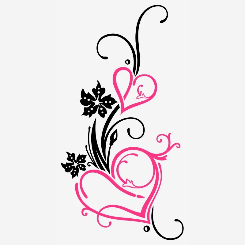 Two hearts with blossoms