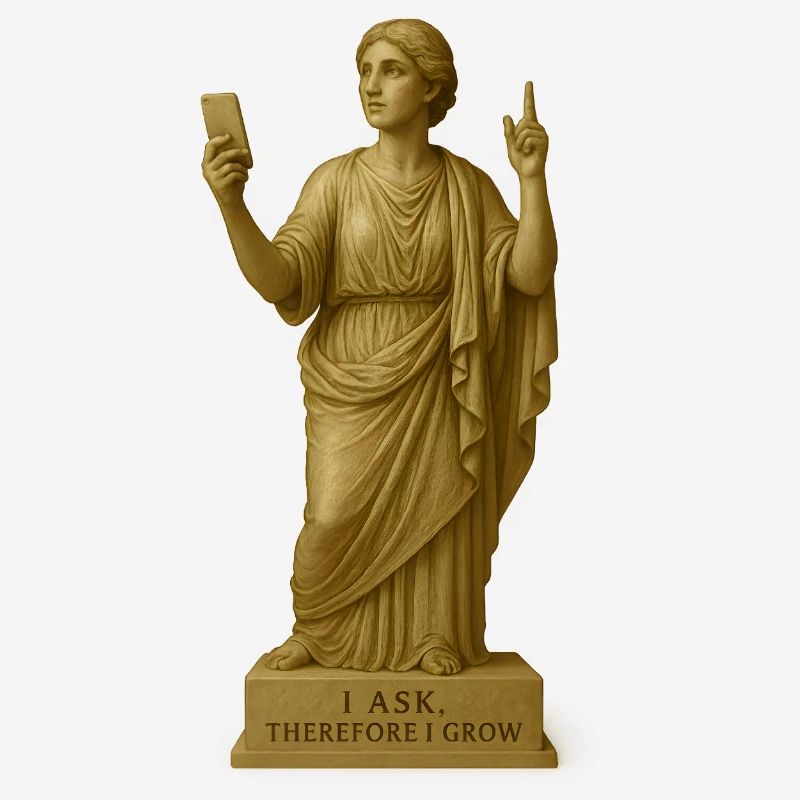 Antike Philosophenstatue mit Botschaft
