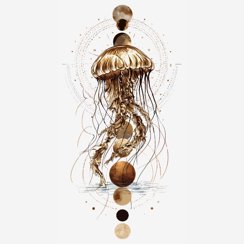 Boho Jellyfish with Moon Phases – Mystical Design