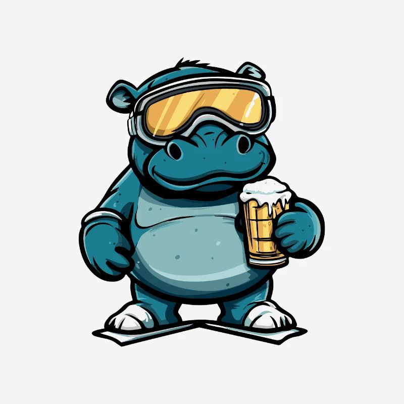 Nilpferd Ski Bier