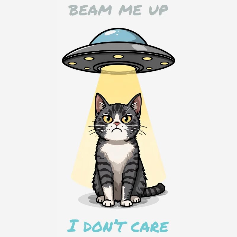Irritated Cat & UFO Beam – “Beam Me Up” Meme