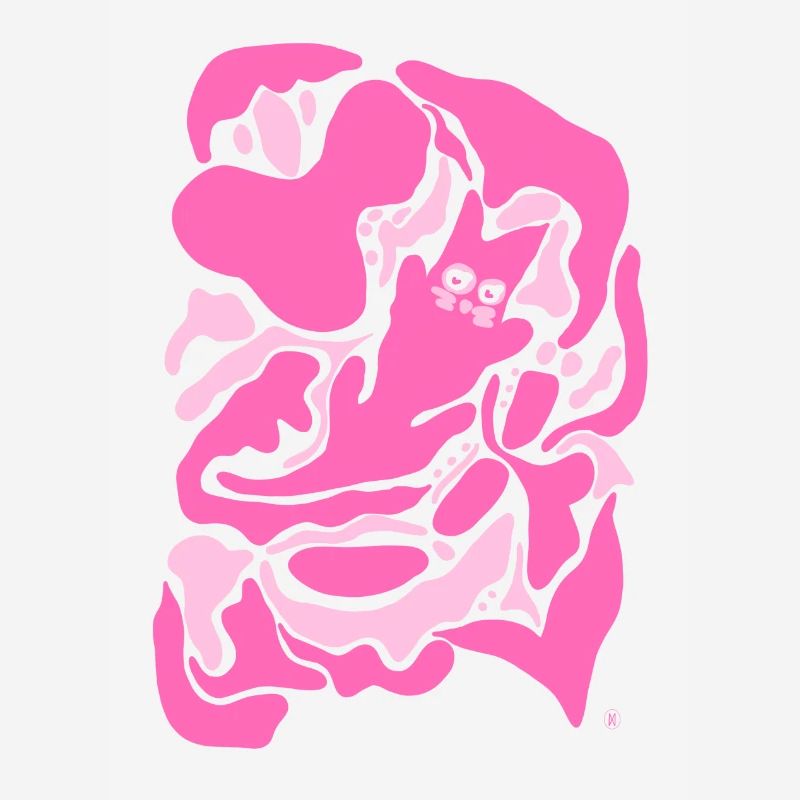 Chat rose abstrait