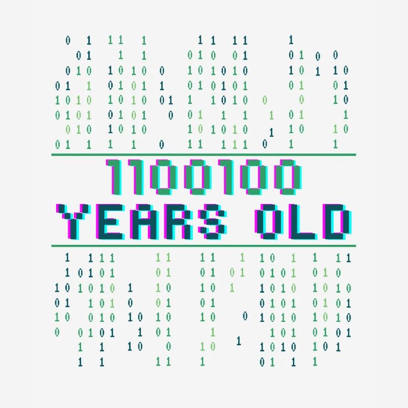 100th birthday 100 years old binary code coder